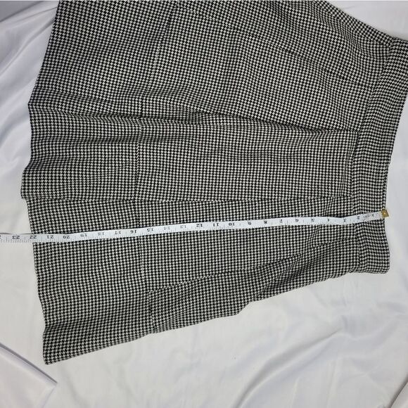 VINTAGE 90s skirt black houndstooth academia pleated with pockets 8 - Picture 7 of 8